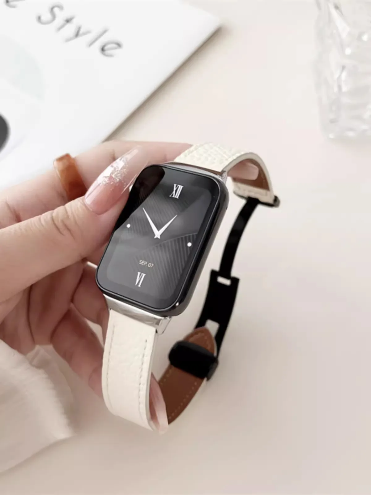 حزام جلد لشاومي مي باند ، سوار مشبك مغناطيسي لساعة ريدمي 4 ، سوار معصم بديل ، ملحقات حلقة ، 8 برو ، الموضة