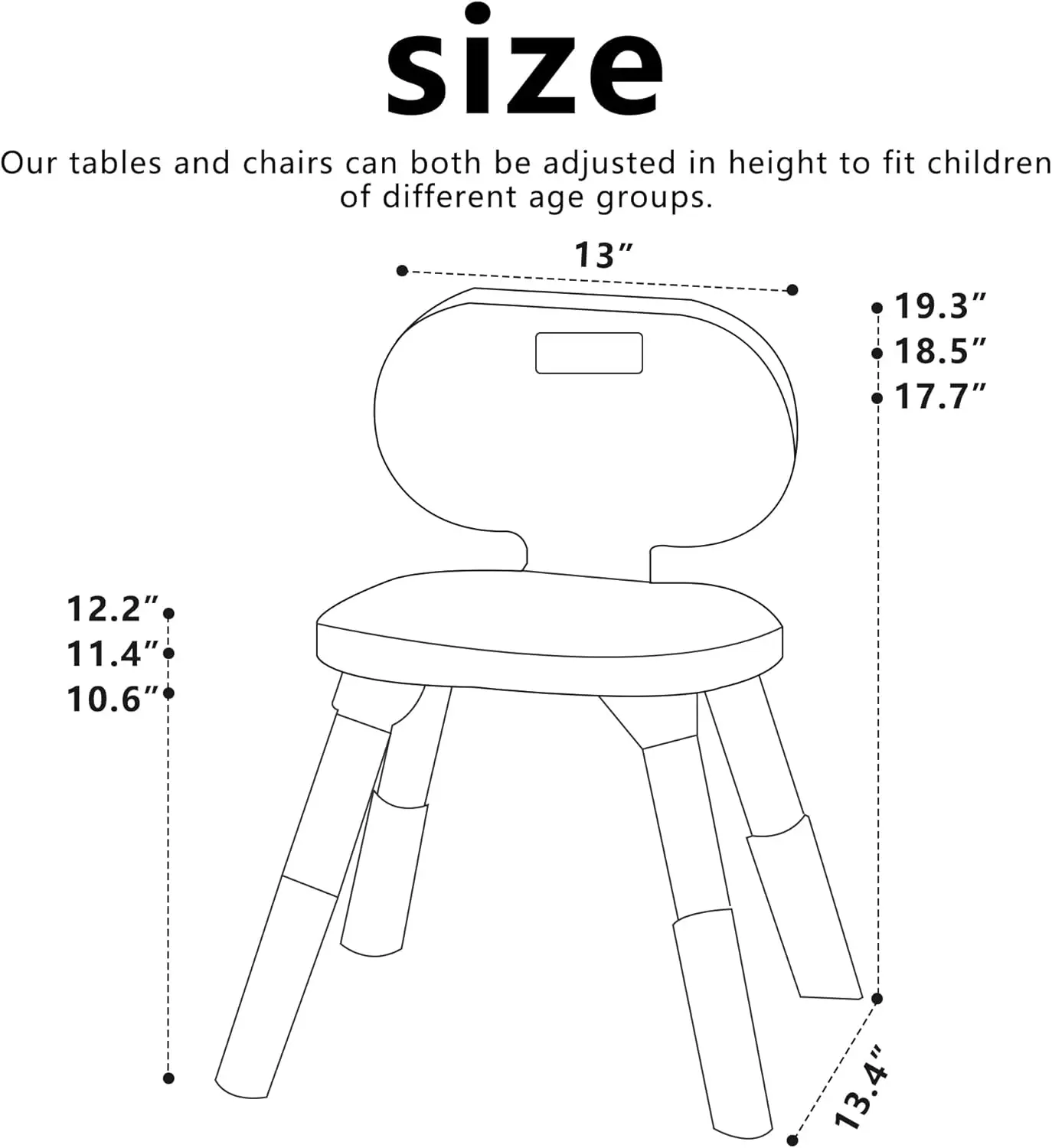 Sedie per bambini regolabili in altezza a 3 livelli sedia per bambini in plastica sedia per bambini resistente e leggera con una capacità di carico massima o