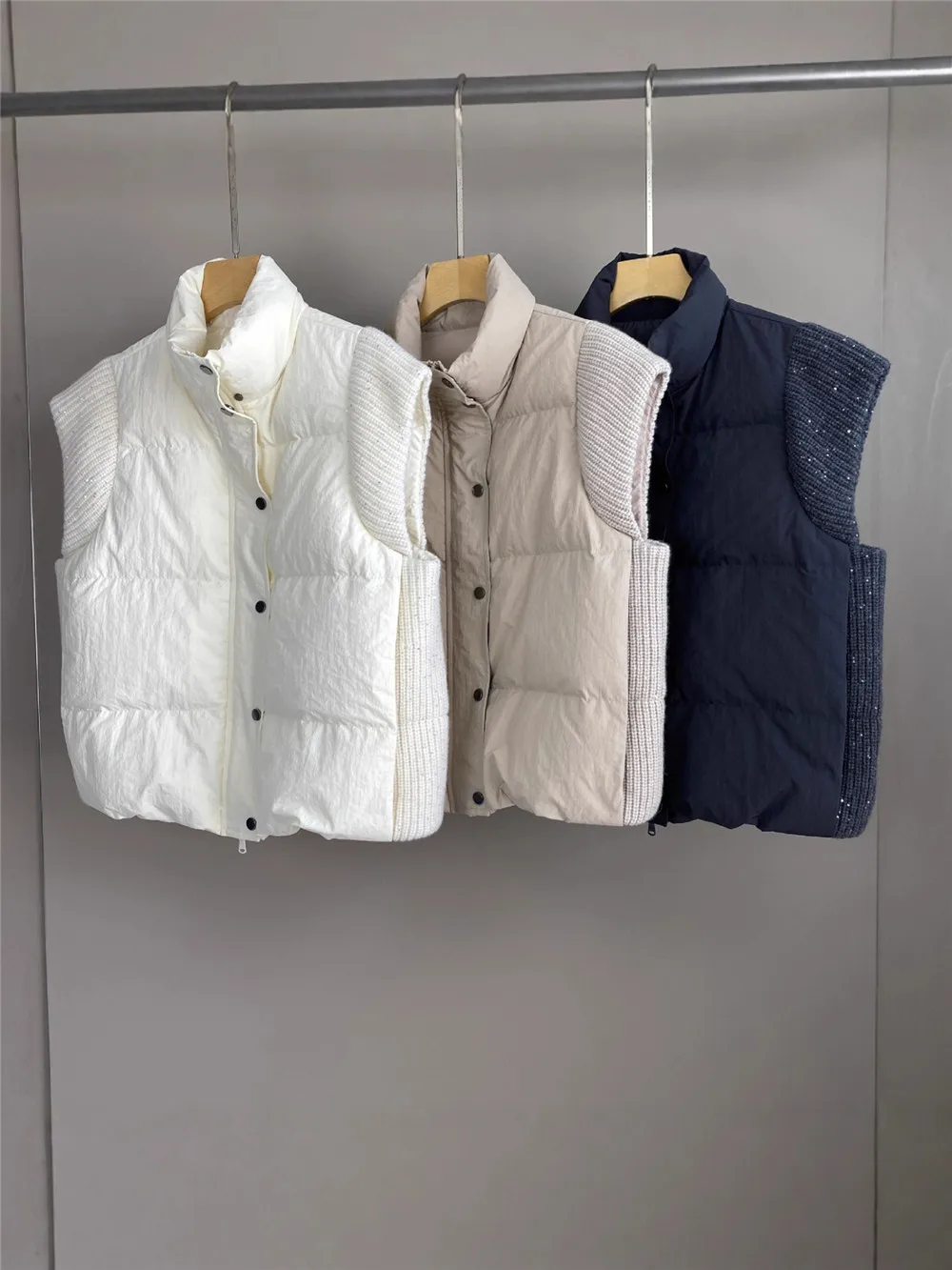 25 الخريف/الشتاء جديد الوقوف طوق مطرزة الكشمير تقسم أوزة أسفل تنوعا المرأة أسفل سترة