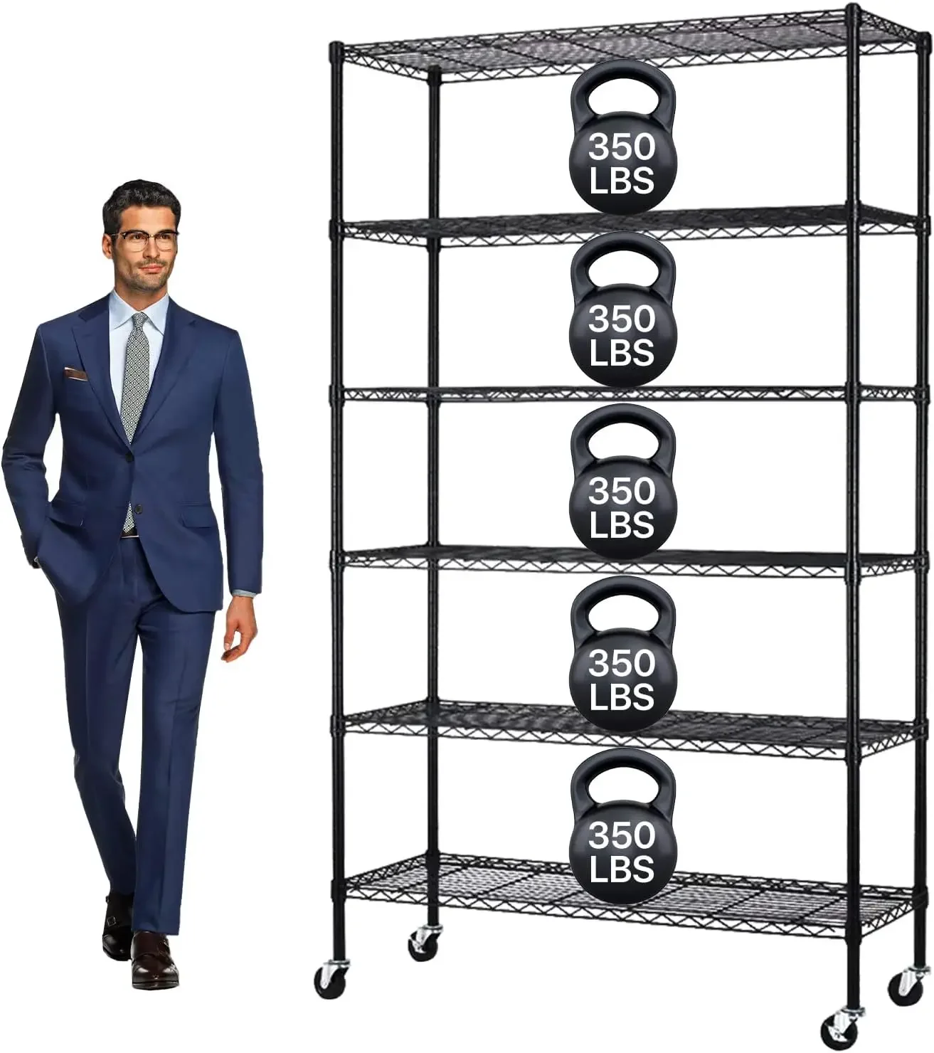 

Storage Shelves Metal Shelf Wire Shelving Unit with Wheels 6 Tier Adjustable Garage Shelving Utility Steel Heavy Duty