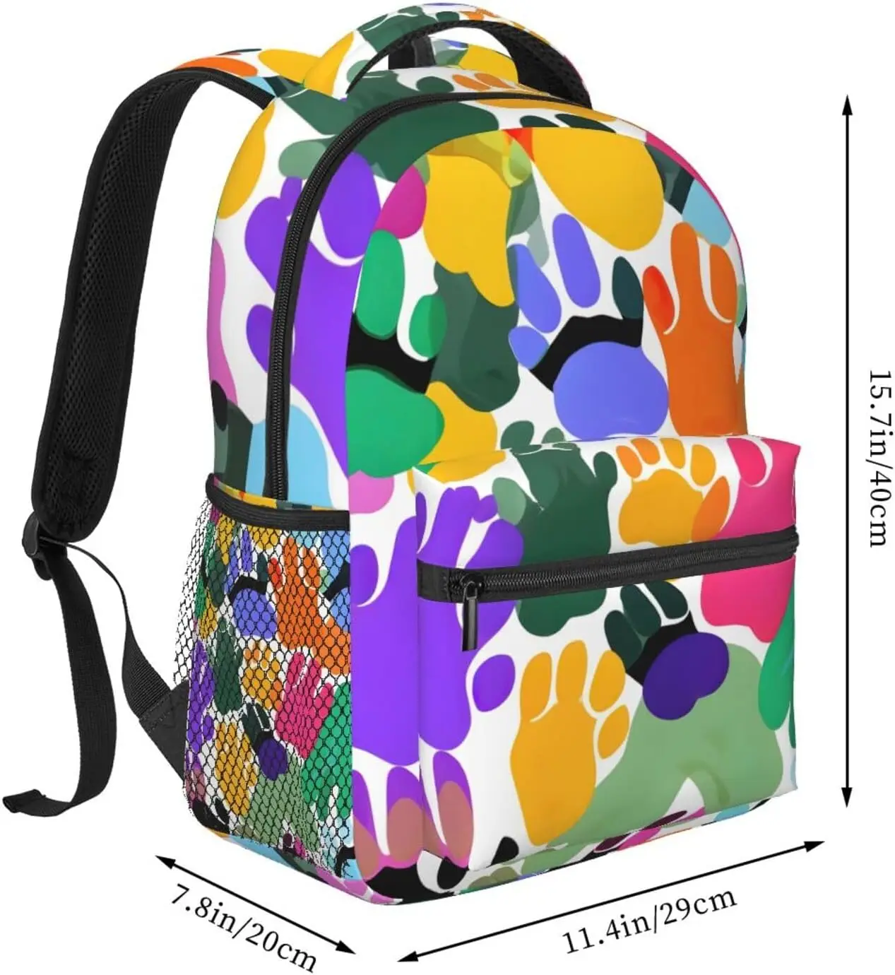 Colorful Dog Paw Print Lightweight Bookbag Casual Laptop Backpack for Men Women College Backpack