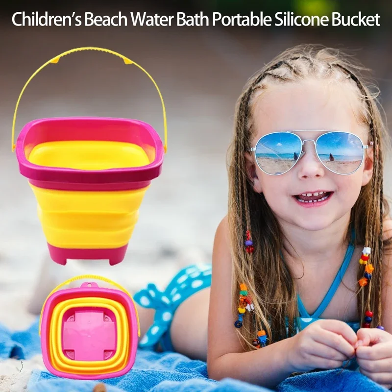 Un seau pliant, jeu d'eau de plage et jouet de fabrication de bonhomme de neige, seau de creusement de sable multifonctionnel et récipient de neige, essentiel