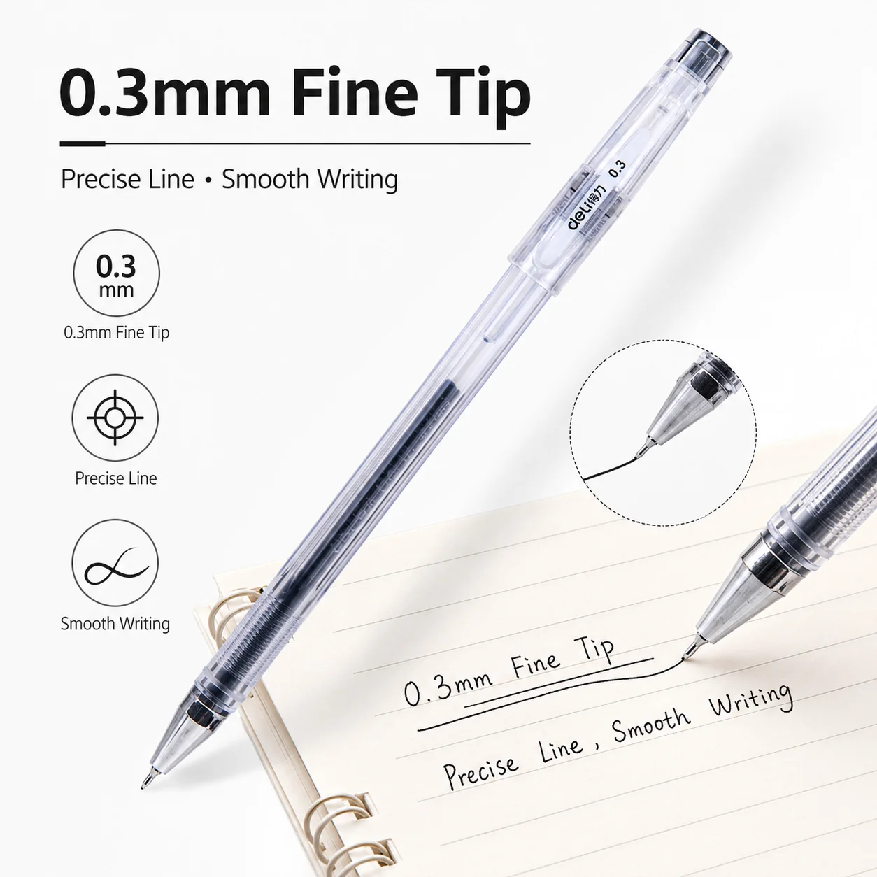 6/12Pcs 0.3mm Minimalist Style Extremely Fine Gel Pen Black Ink Smooth Writing Student Writing Stationery Office Signature Pen