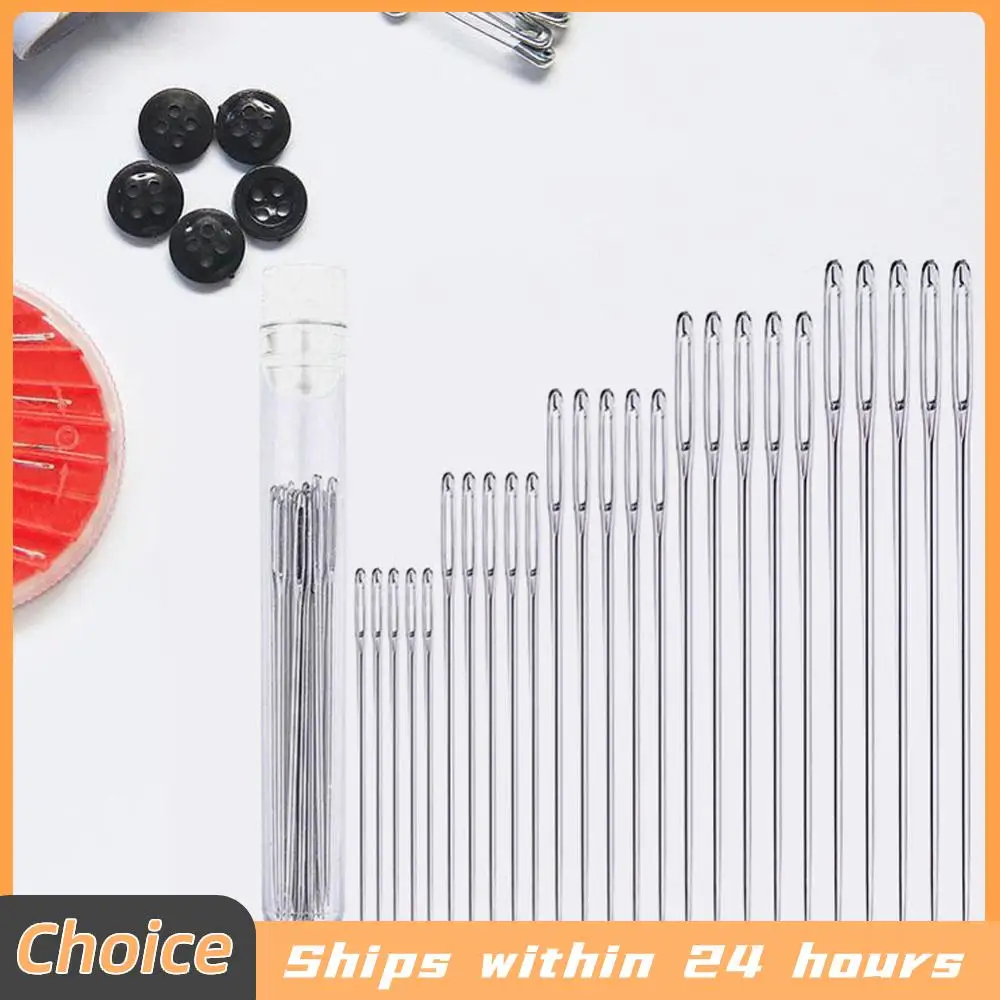 

Набор из 25 шт. швейных игл из нержавеющей стали для рукоделия, бытового использования, вышивания, ручного шитья, с большим ушком, инструменты