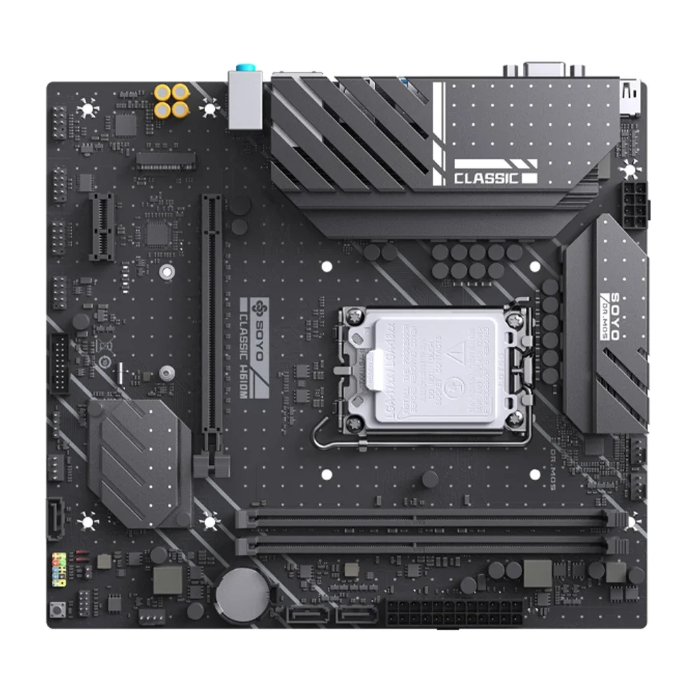 SOYO New Classic H610M Gaming Motherboard M.2 PCIE4.0x16 LGA1700 USB3.2 Supports Inter 14/13/12 Gen Core (12400F/12600KF/13600K)