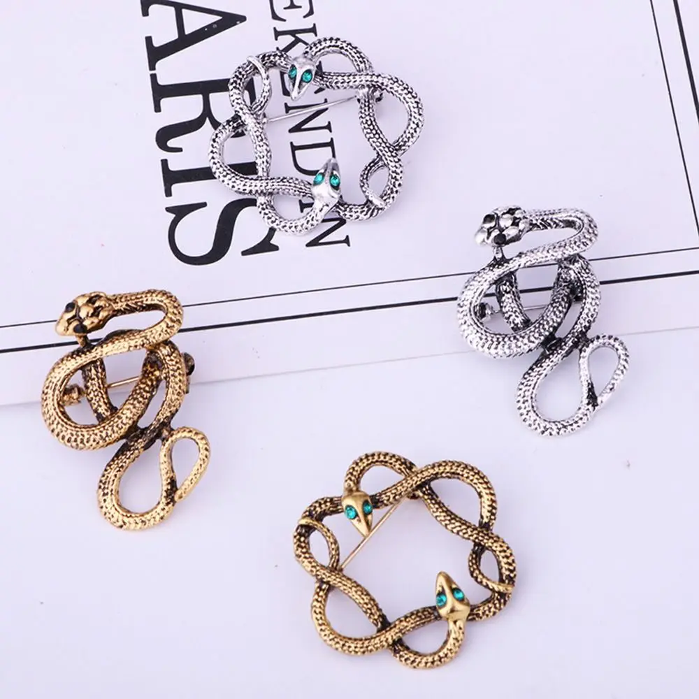 Vintage Rhinestone Temperamental Alloy Ceremony Banquet Snake Fashion Jewelry Men Brooch Korean Style Brooch Clothing Accessory