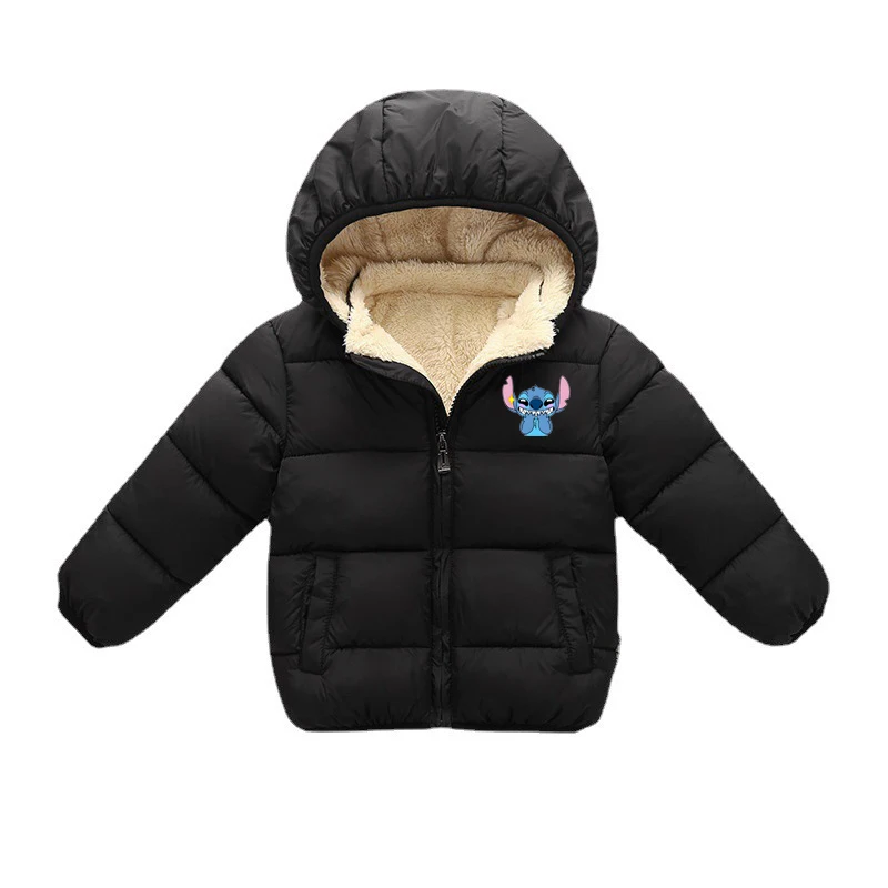Winter Kinder Kapuzenjacke Gepolsterte Jacke Lamm Samt Jungen Mädchen Verdickter Mantel mit Tasche Reißverschluss Daunen Lässige Oberbekleidung