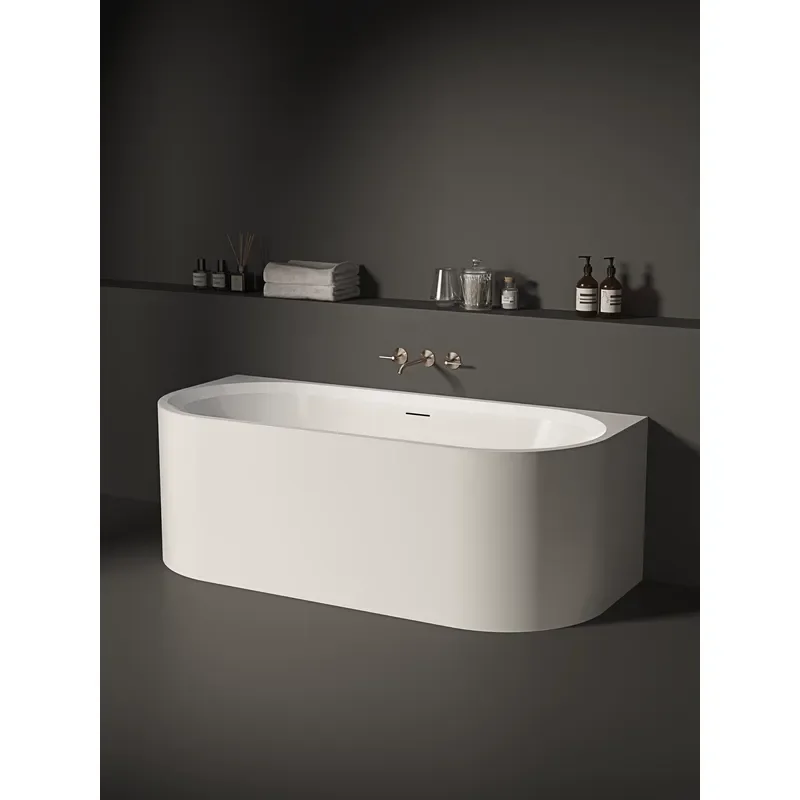 1700mm Freestanding Acrylic Bathtub Glossy White Soaking Tub European Retro Style for Bathroom Hotel Spa Luxury Home Decor