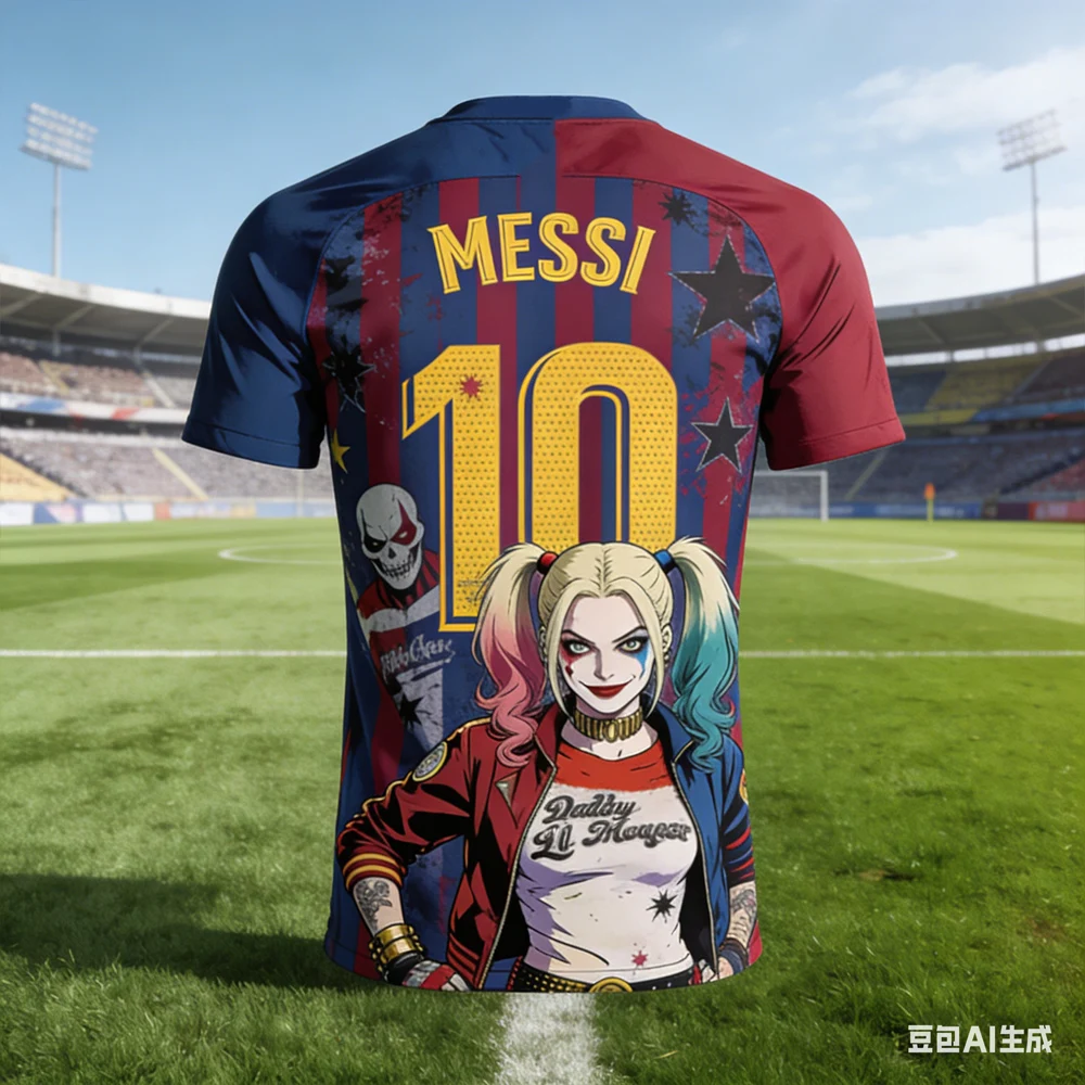 Messi #10 AI-generated Harley Quinn Soccer Jersey 2026 Men's Breathable Children's Clothing Short Sleeve Football Fan Tee view 6