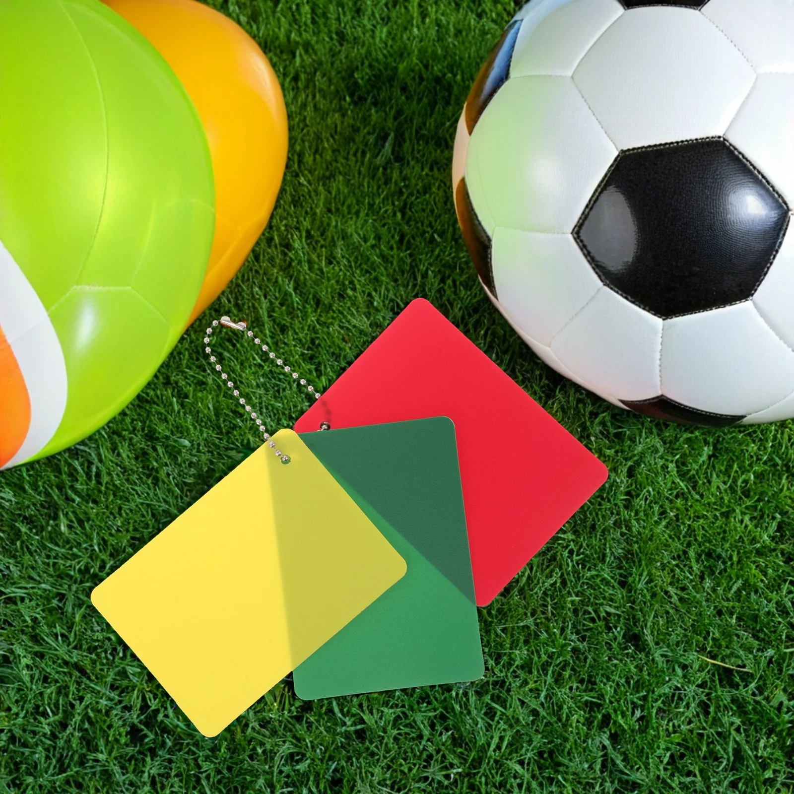 

4Sets Referee Cards Red Yellow Green Soccer Football Volleyball Penalty Cards Portable Referee Kit Training Game