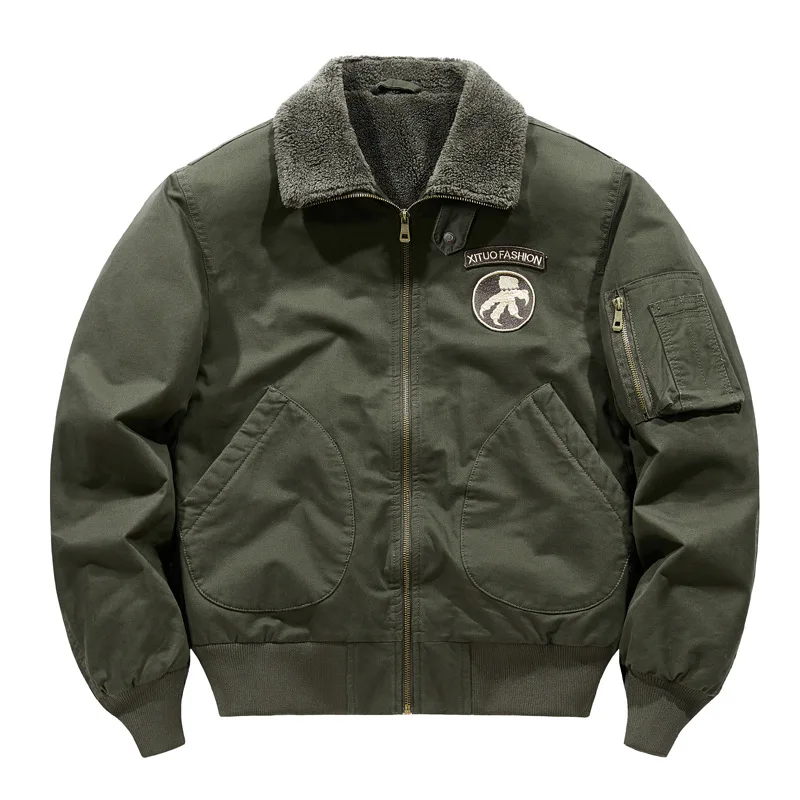 

Мужская зимняя утепленная куртка из овечьей шерсти с воротником в стиле ретро, теплая, хлопковая, белая, на плоской подкладке, размер M, верхняя одежда