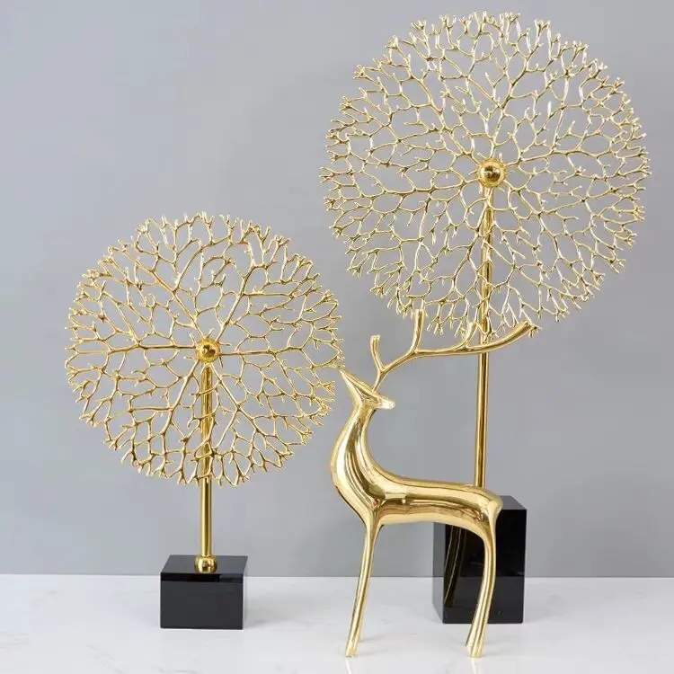 2022 Top Seller European Style Light Luxury metal coral ornaments gold ornaments home decoration