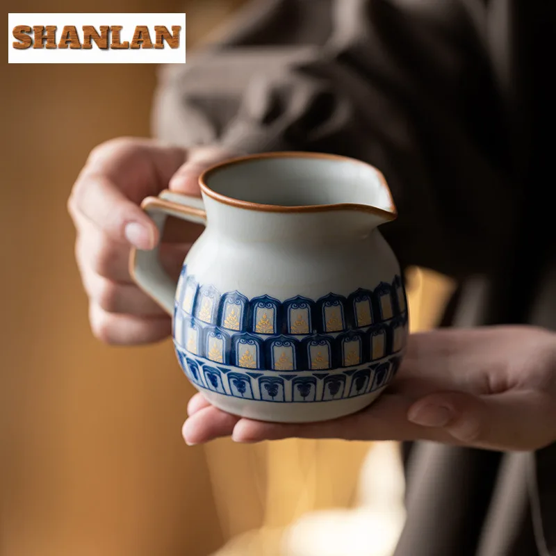 

275ml Ru Kiln Dunhuang Ten Thousand Buddhas Tea Pitcher Tea Divider Cha Hai Dispenser Justice Cup Fair Mug Drinkware Supplies