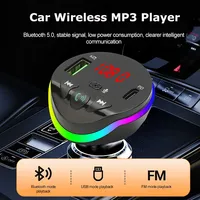 Bluetooth 5.0 Car FM Transmitter PD USB Car Charger Phone Fast Charger With Ambient Light Wireless Handsfree MP3 Plyer Car Kit