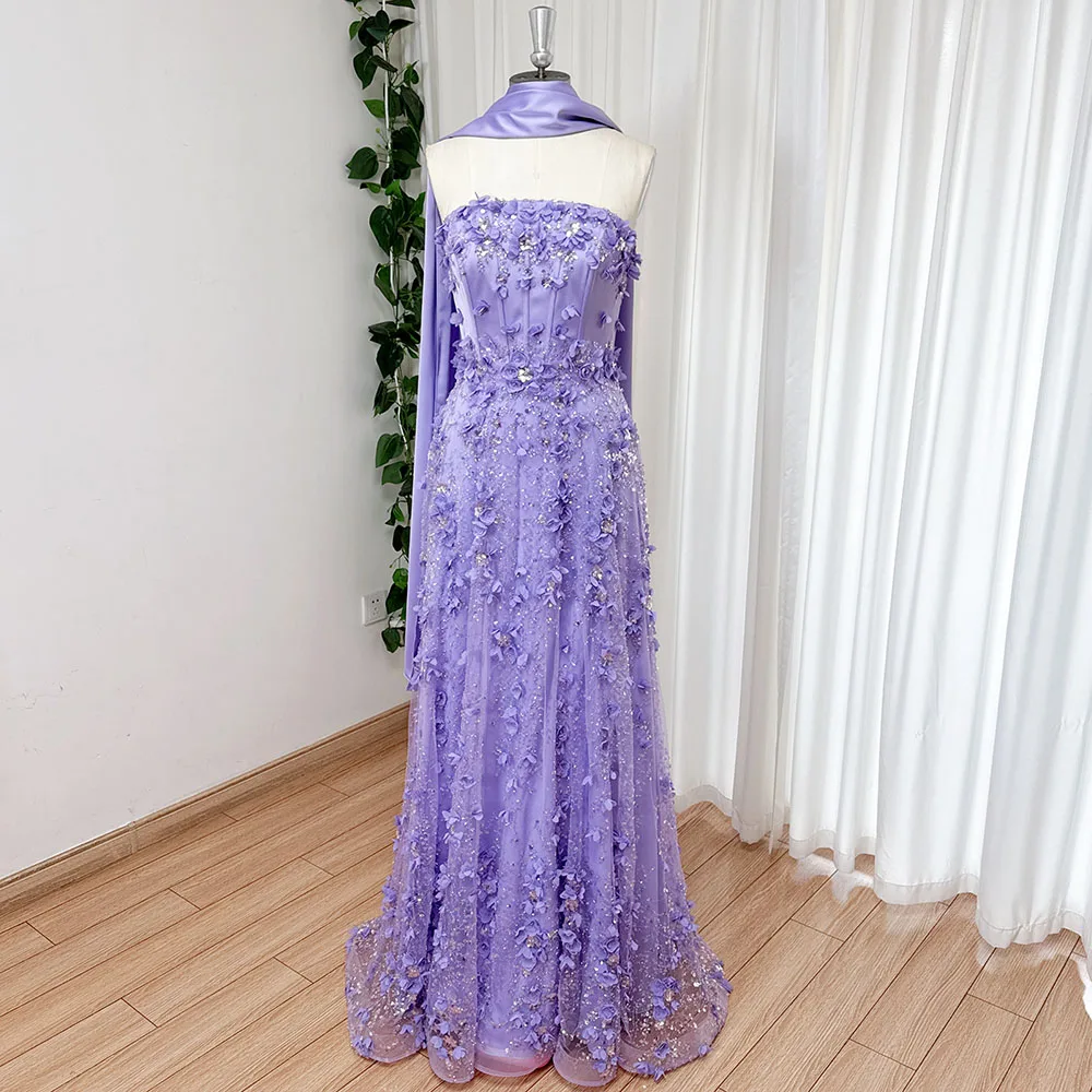 

Элегантное вечернее платье А-силуэта с шалью, с 3D цветами, длинное, для выпускного вечера, свадьбы, торжеств, для женщин, на заказ, для Дубая, Аравии, 2026