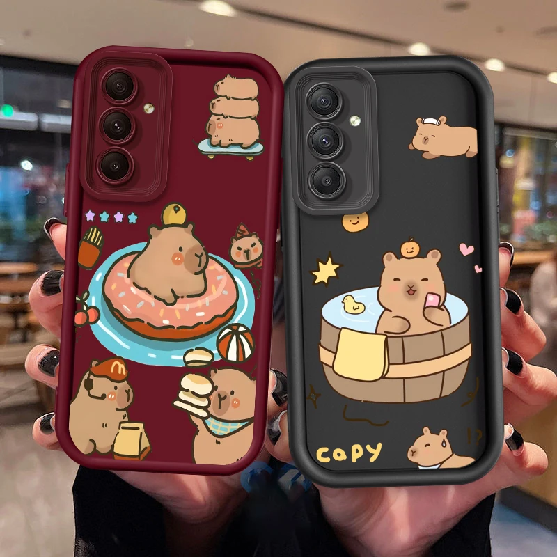 Cute Capybara Cartoon Animal For Samsung A73 A71 A54 A53 A52 A51 A33 A32 A21S A14 A13 A12 A03 A04 A05 5G Eye Ladder Soft