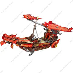 2024 Hot Movie Ninja Building Blocks Destiny Bounty Boat Double Head Dragon Boat Classic Anime Ninja Kai Lloyd Model Figure Toys