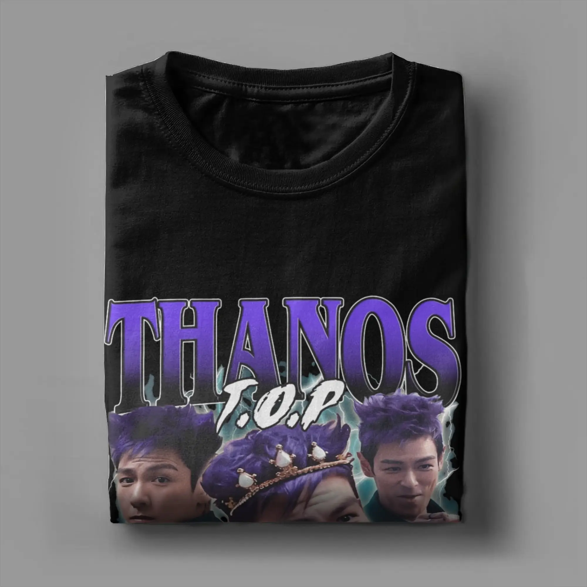 تي شيرت رجالي من T.O.P as Thanos in Game تشوي سيونغ هيون تي شيرت رائع بأكمام قصيرة وفتحة رقبة مستديرة تي شيرت 100% قطن كلاسيكي