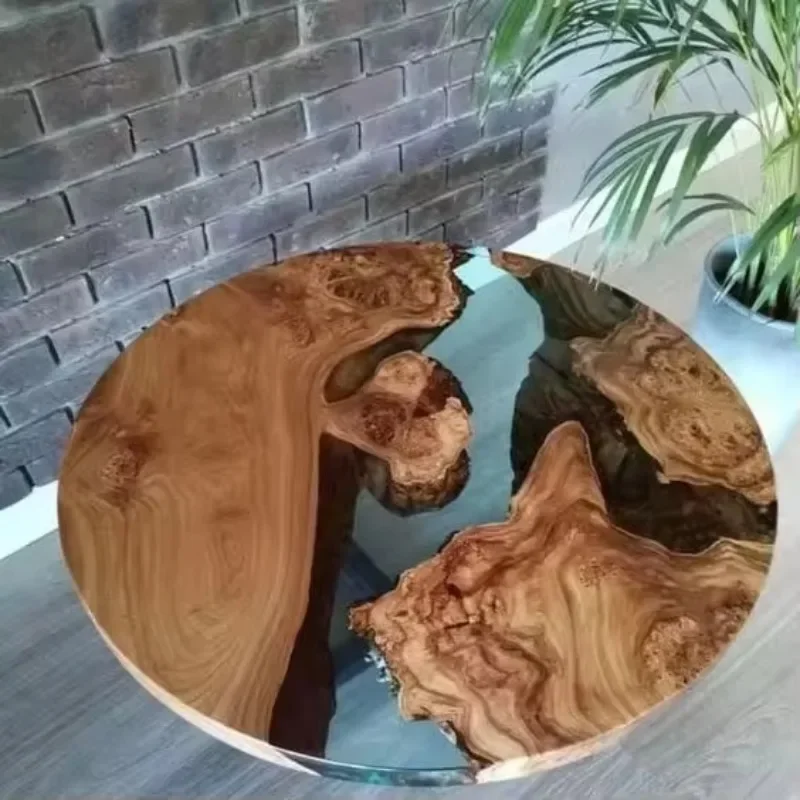 New Resin Solid Wood Dome Coffee Table Modern Portable Metal Frame Side Table is suitable for home and restaurant use
