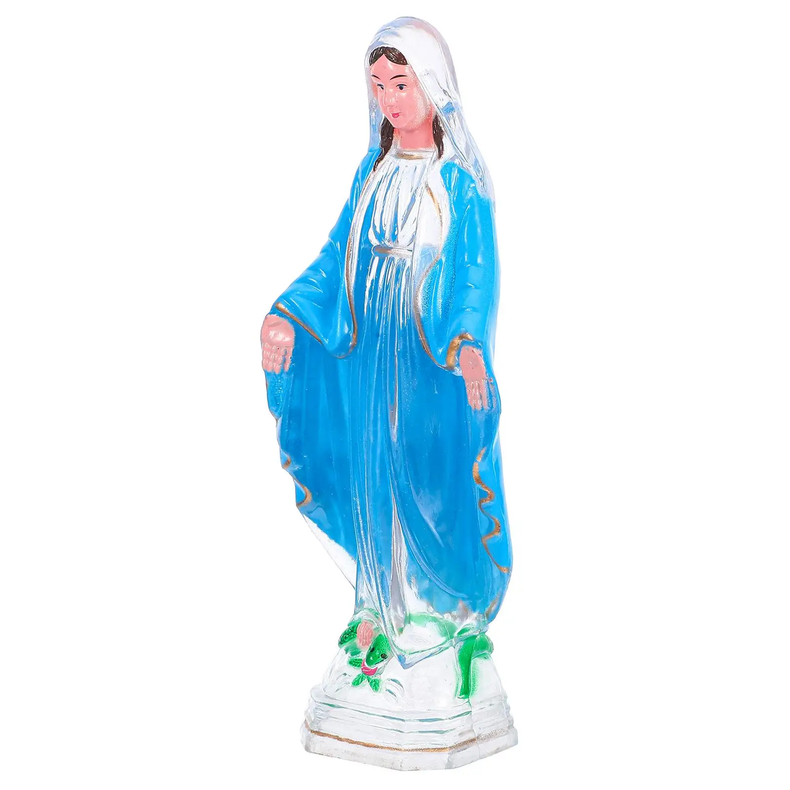

Virgin Mary Statue Cloak Religious Home Decor Plastic Catholic Ornament Small Desktop Sculpture Garden