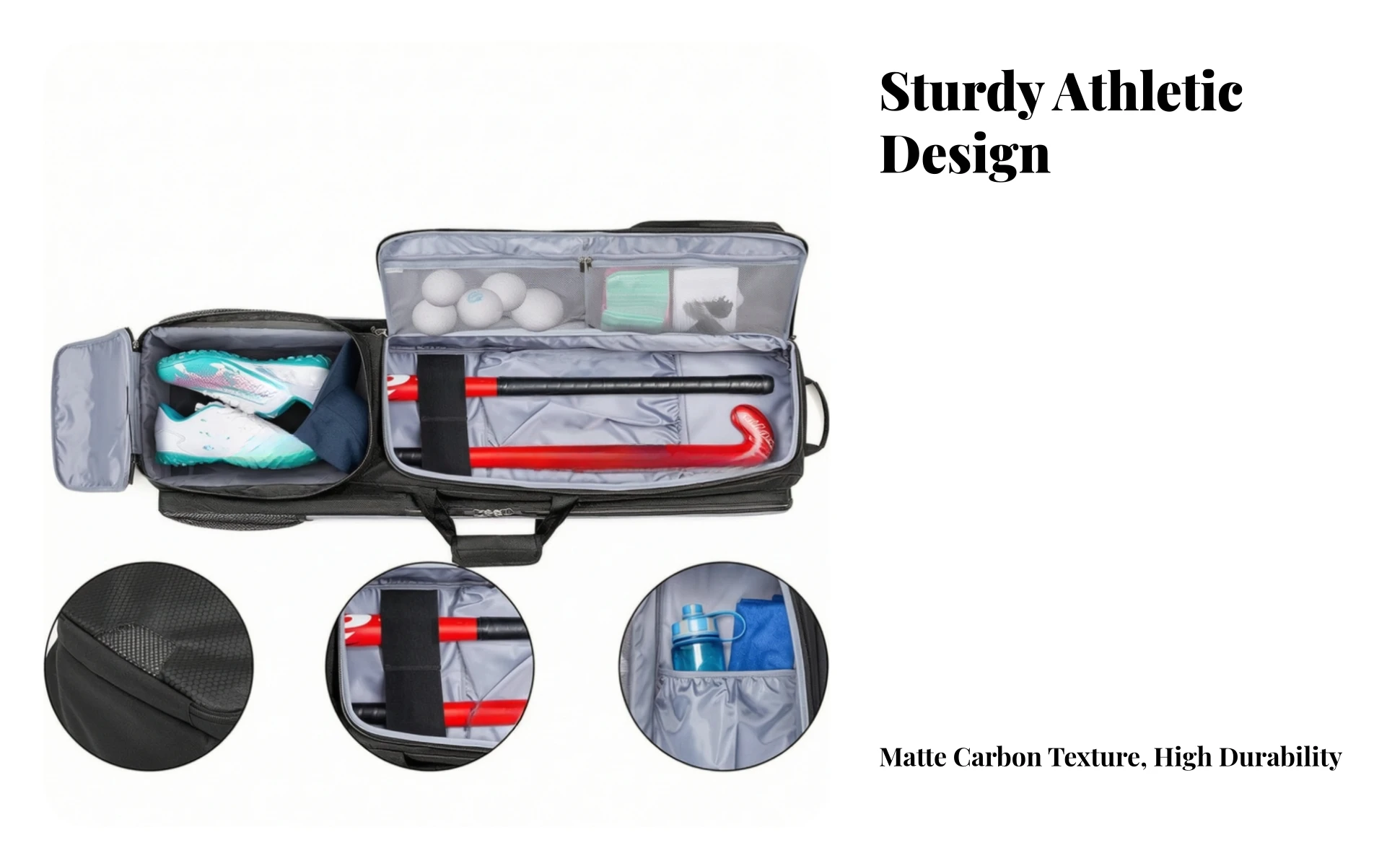 Sports Gear Backpack Heavy-Duty Field Hockey Backpack Hockey Gear Bag Adjustable Field Equipment Bag Padded for Athletes