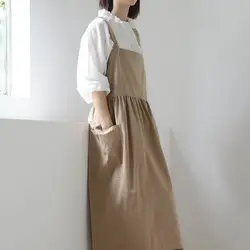 Waterproof Cotton Apron Solid Color Shoulder Strap Adjustable Baking Apron Korean style Florist Work Dress For Kitchen Coffee