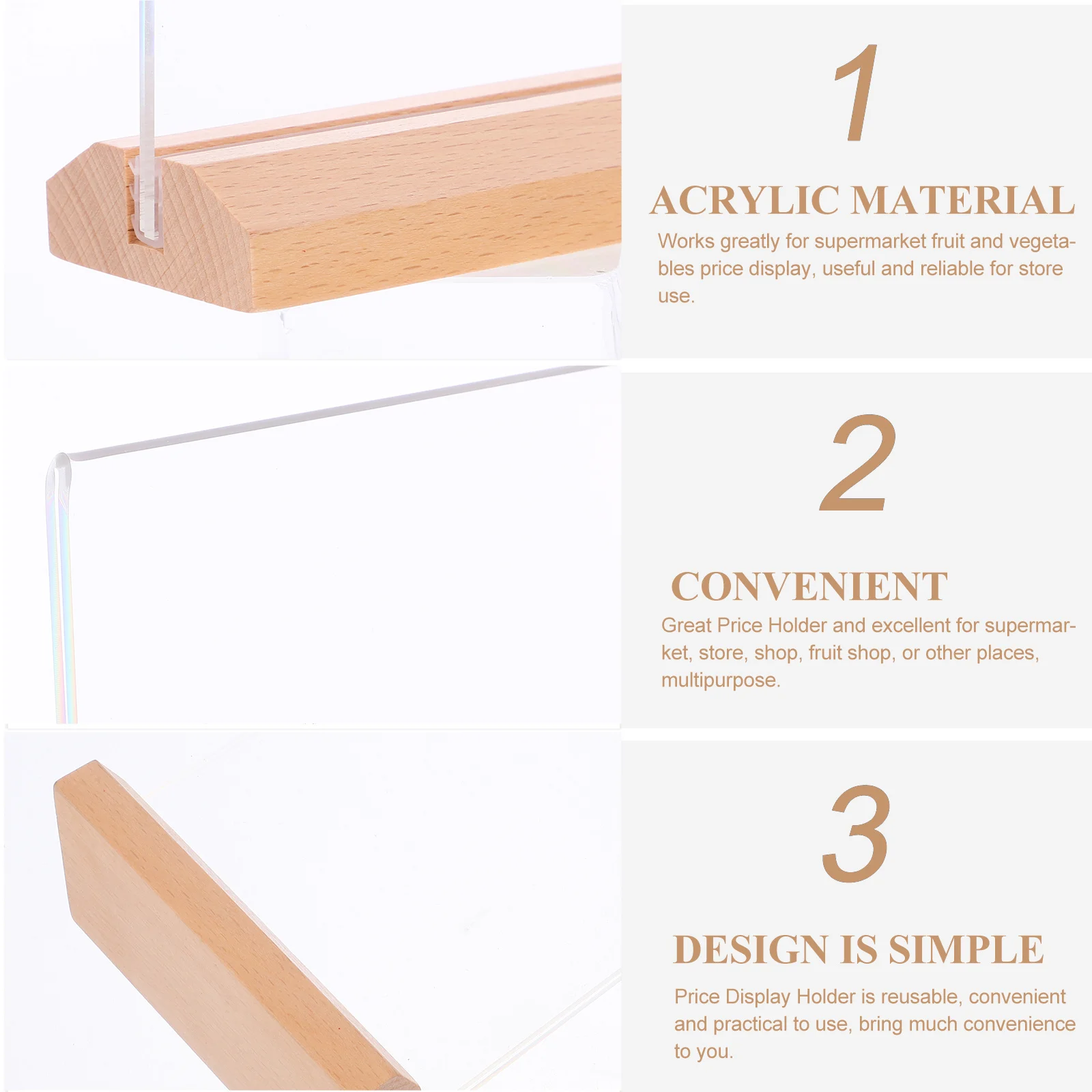 

Clear Acrylic Sign Holder Professional Price Stand Multi-Function Store Display Accessories Wear-Resistant Stable Design