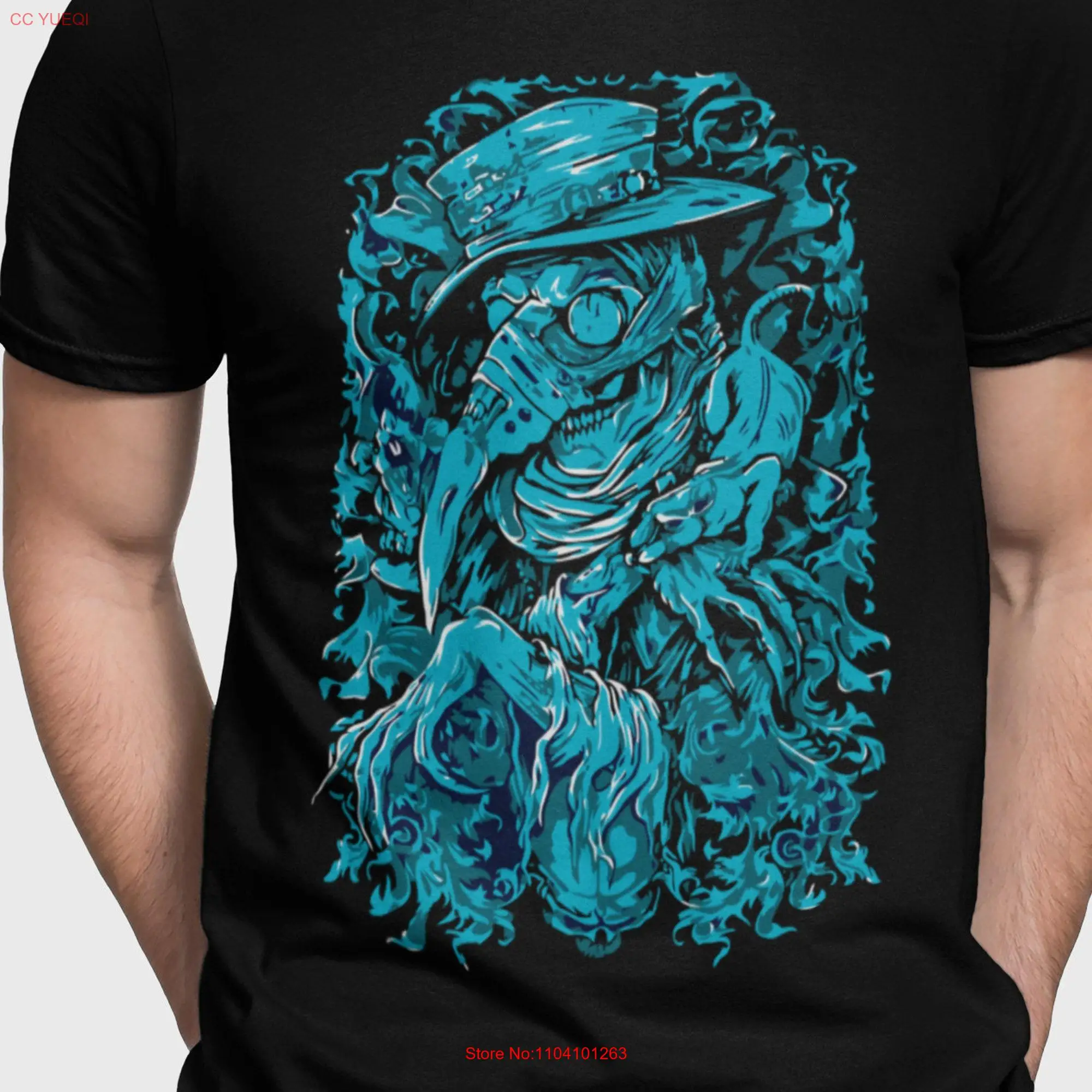 Black plague doctor shirt goth T apocalyptic clothing bohemian plus size dark arT men long or short sleeves