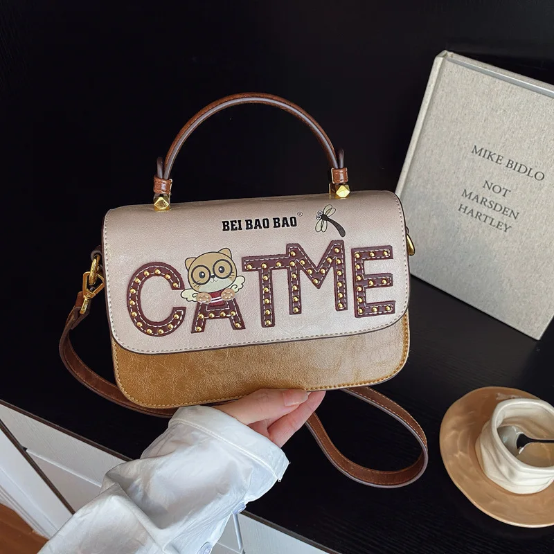 

Women's 2025 New Contrast Letter Flip Bag - High-End Small Square Portable