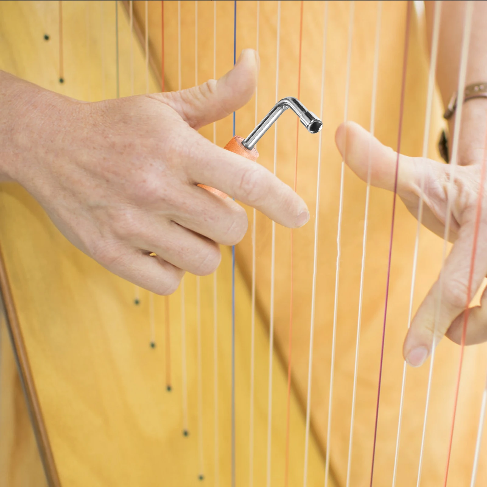 

String Adjustment Tool Harp Wrench for Lyre Musical Instrument Khaki Wood Tuning Key