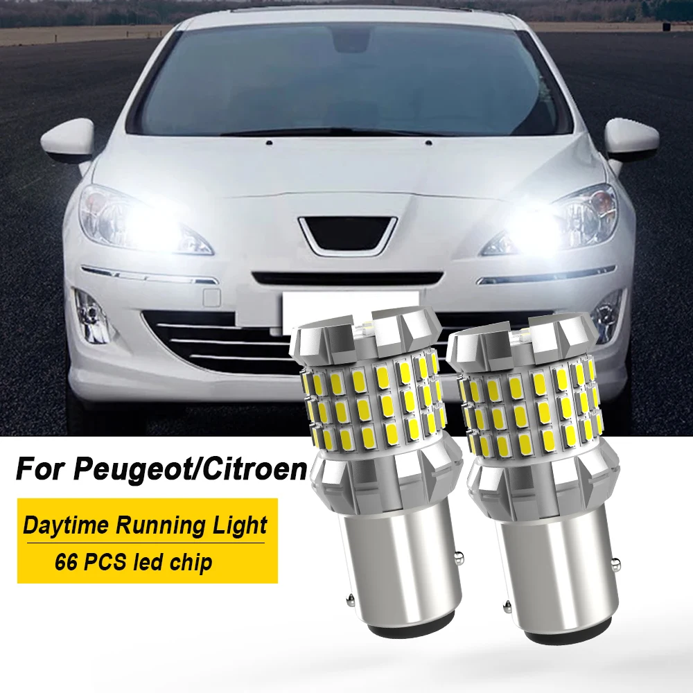 

BMTxms 2pcs P21/5W 1157 BAY15D LED Daytime Running Light DRL Bulb Lamp Canbus For Citroen DS4 Peugeot RCZ 408 308 Renault Kangoo