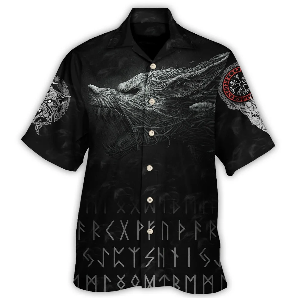 2023 Viking Men's Shirt Animal Cuban Collar Shirt For Men 3d Printed Summer Vintage Men Clothing High Street Short Sleeve Tops