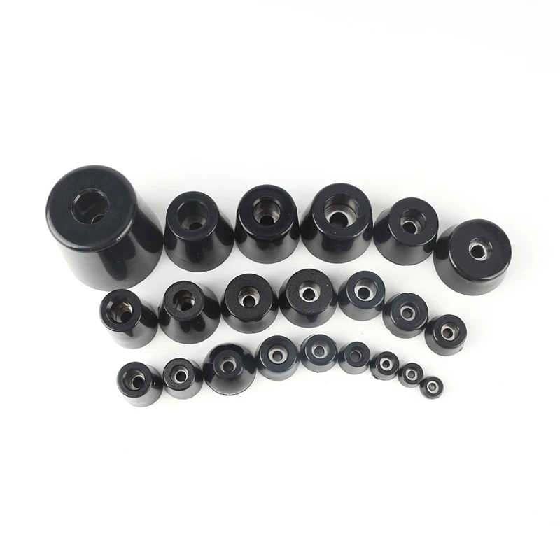 40pcs Black Cone Rubber Full Feet Furniture Legs Foot Pad Tips Table Box Speaker Shock Stand Absorber Non-slip With Washers