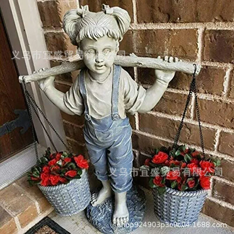 

Resin Girl with Floral Chain Garden Statue - Whimsical Outdoor Decor, Romantic Garden Ornament, Unique Patio&Yard Art Sculpture
