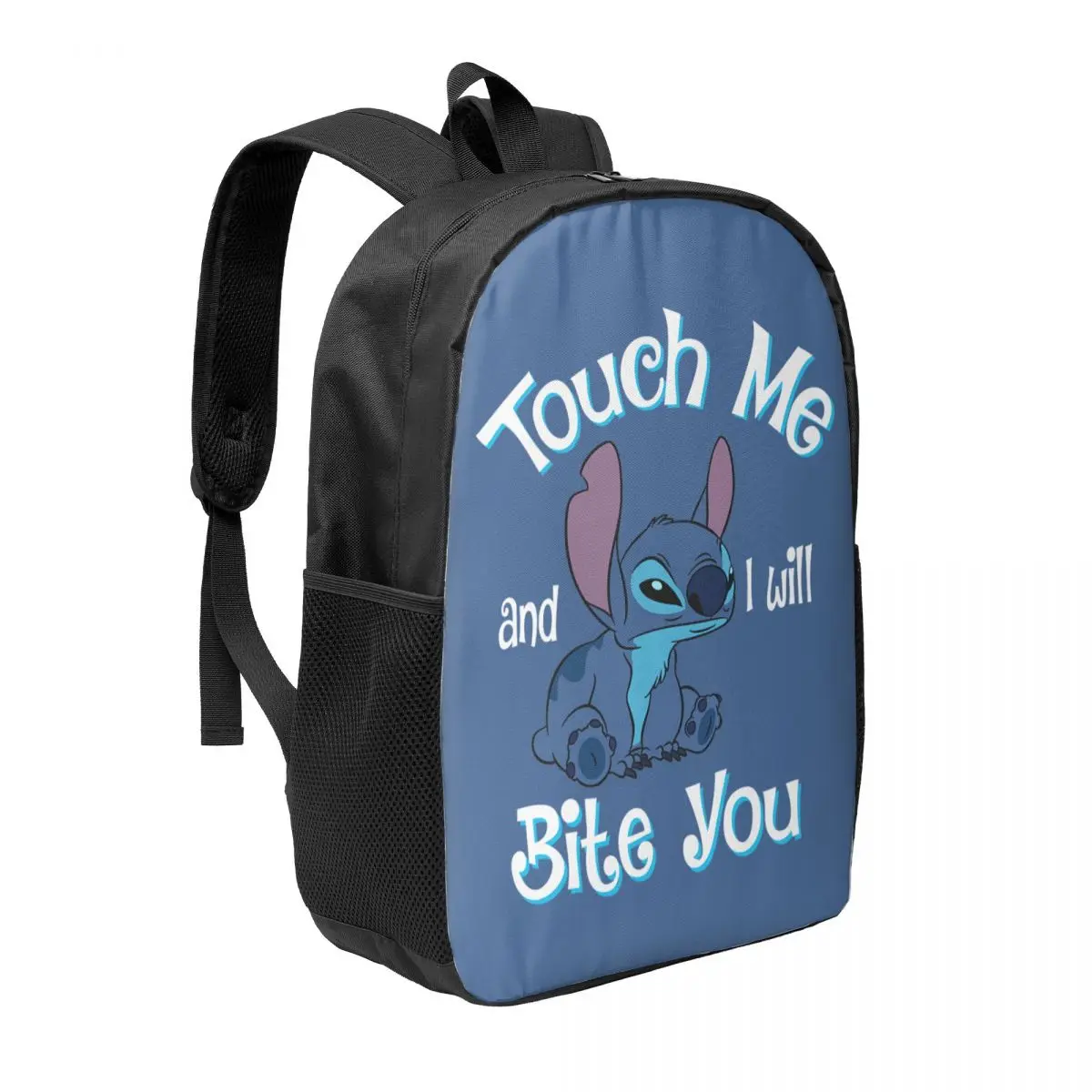 Custom 3D Printing Stitch Anime Backpacks Touch Me I Will Bite You College School Travel Bags Bookbag Fits 15 Inch Laptop