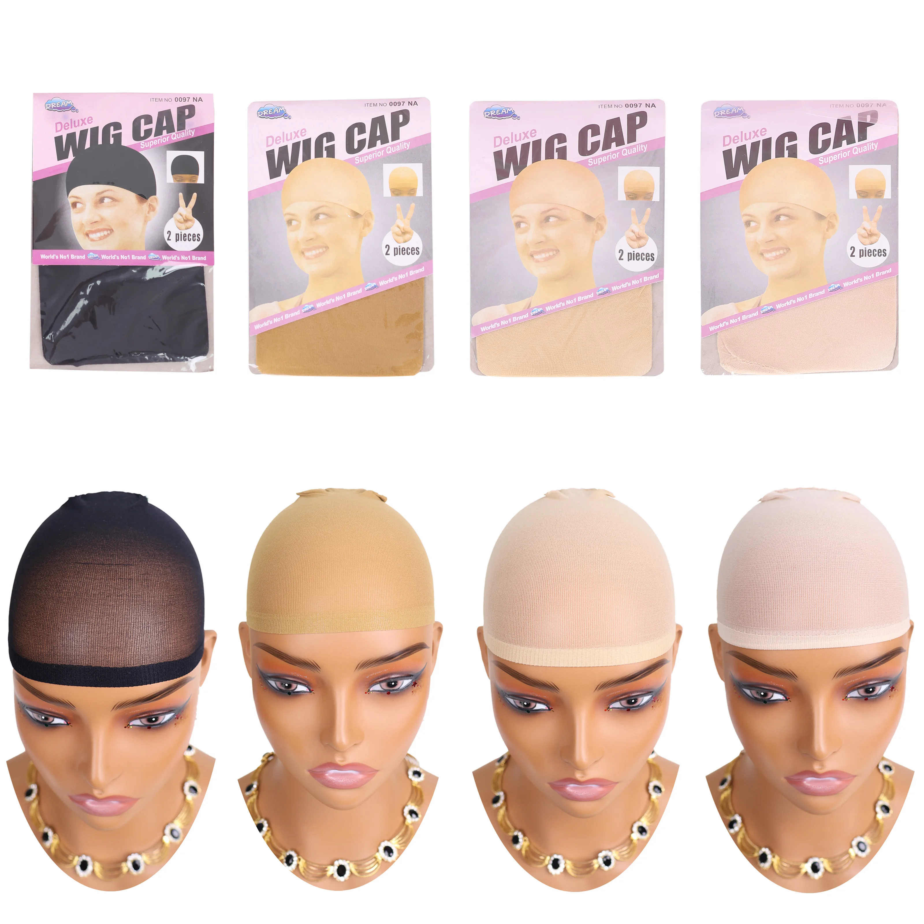 

24Pce (12 Packs) Wig Cap Fashion Stretchable Hair Nets 2Pcs/Pack Stocking Hair Cap Net Black Beige Brown Light Brown Nylon Mesh