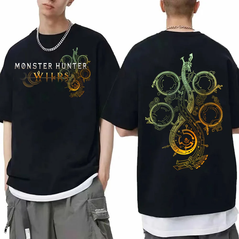 Monster Hunter Wilds Symbol TShirts Hot Game New Men's Cotton Tops Unisex Round Neck Short Sleeve Fashion Aesthetic Y2K Tee Punk