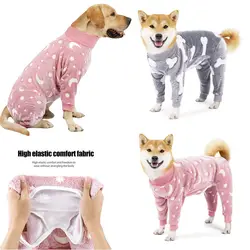 Dog Pajamas Four Legs Pet Fleece Jumpsuit Winter Warm Dog Jumpsuit Cute Pet Clothes Onesies for Medium Large Dogs Labrador Coat