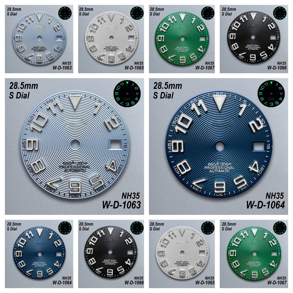 

28.5mm S Logo Dial Suitable For NH35/NH36 Japanese Movement C3 Green Luminous High Quality CD Watches Modified Accessories