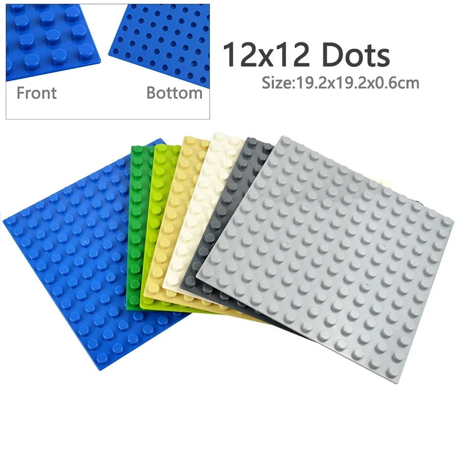 Large Size Baseplate 12*12 Dot Building Block Road Street T-Junction Big Particle Bottom Plate Floor Compatible Duploes Bricks