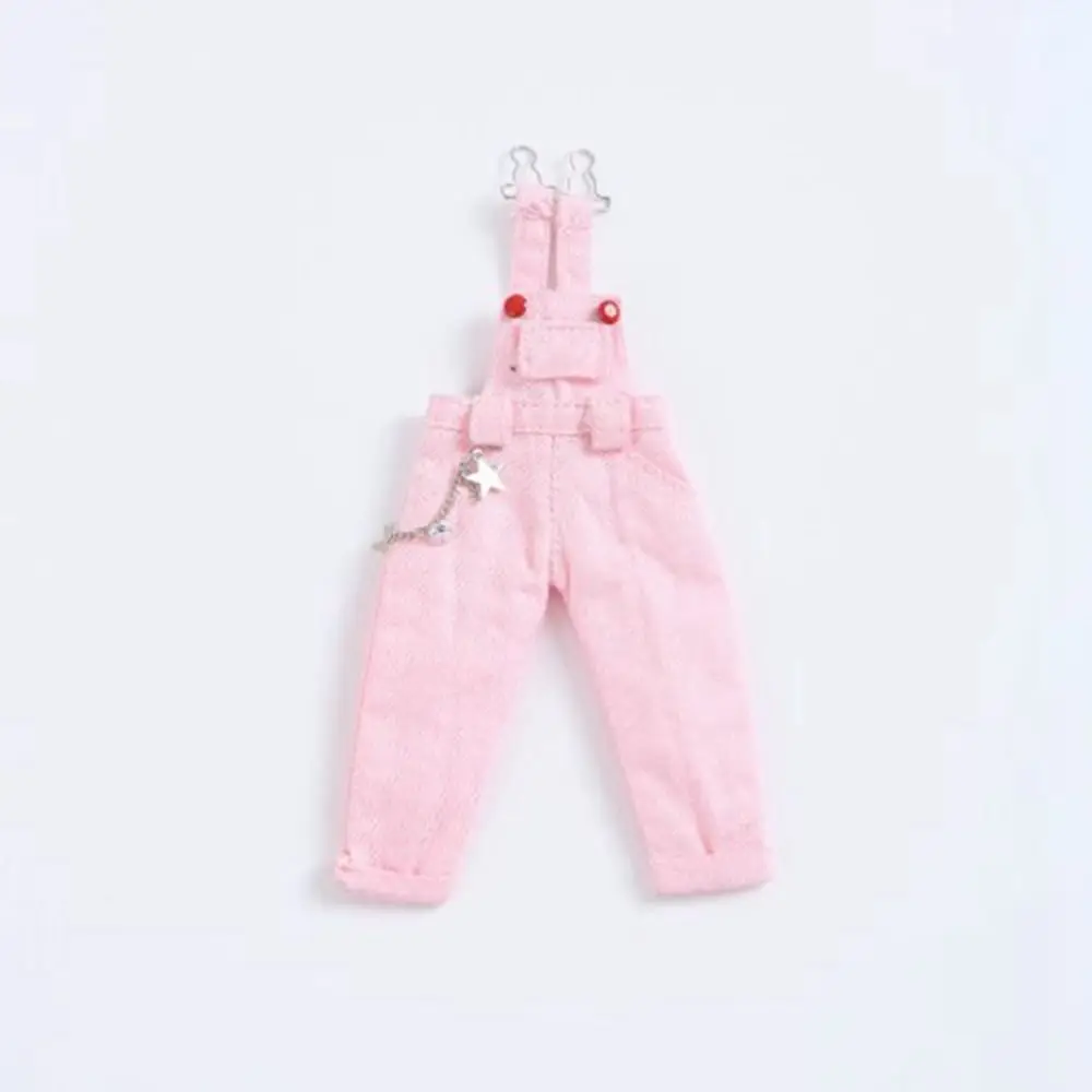 Fashion Doll Princess Pants Cute Kids Toys Jeans Overalls Clothes Casual Wears Doll Straps Denim Trousers for 1/12 Dolls