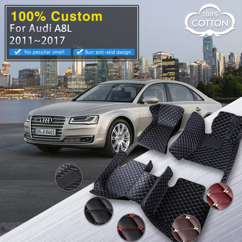 

Car Floor Mats For Audi A8L D4 4H 2011~2017 Carpet Leather Rug Durable Mat Interior Parts Anti Dirt Pad Car Accessories 4seat