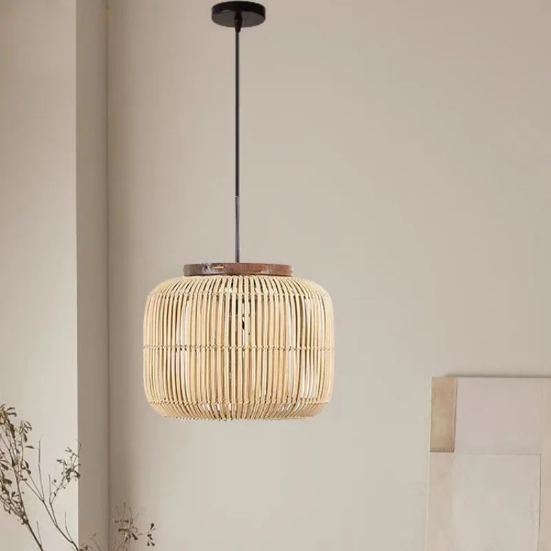 Modern Creative Woven Rattan Pendant Lamp Restaurant Living Room Bedroom Kitchen Homestay Art LED Chandelier Home Decor Lighting