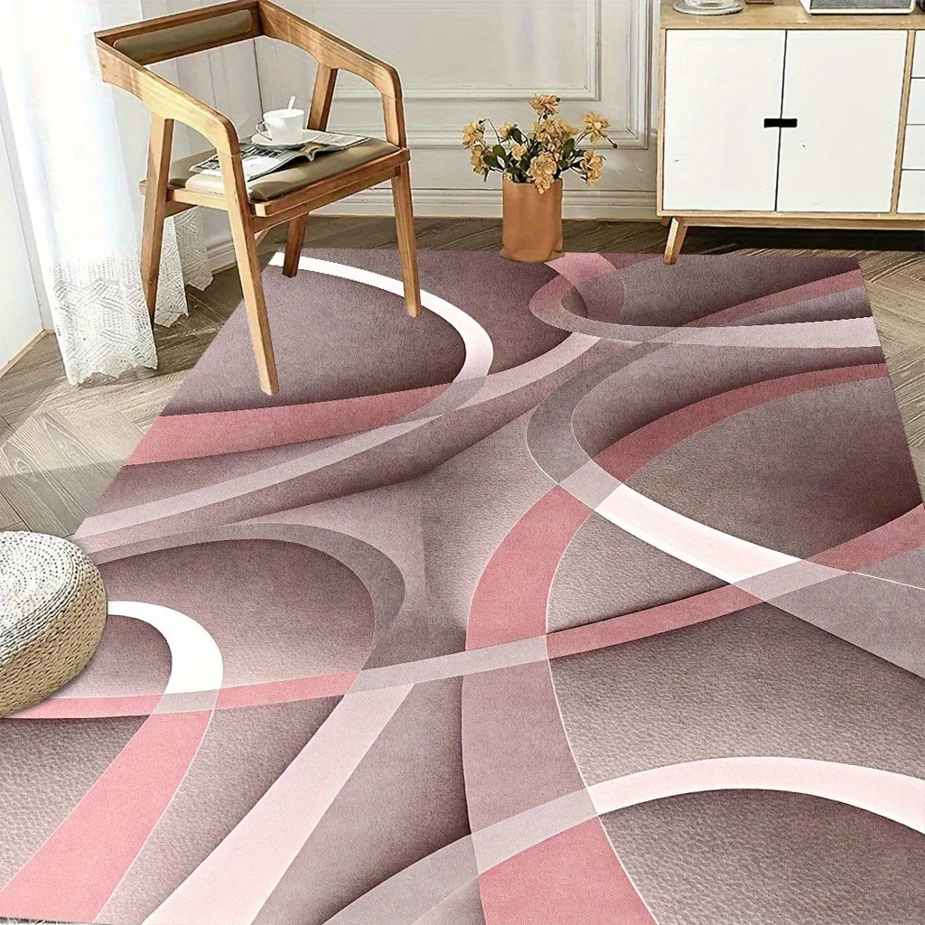 Aesthetic Intersecting Orbit Lines Carpet Modern Abstract Arch Pattern Area Rug Deluxe Bedside Sitting Room Decal