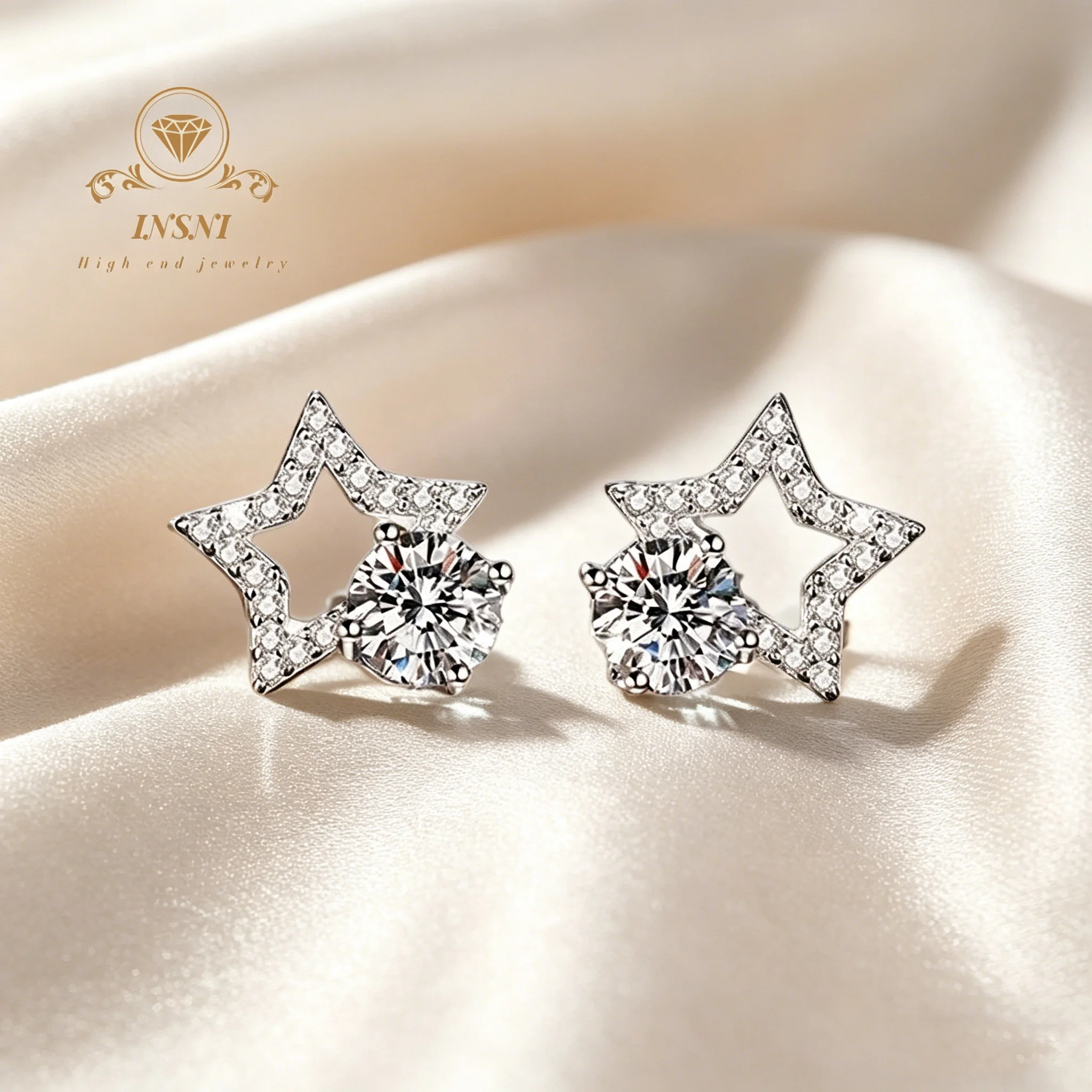 

Серьги-гвоздики из муассанита 1 карат, цвет D, в форме звезды, из серебра 925 пробы, сертифицированные, хит продаж, милый подарок для девушки