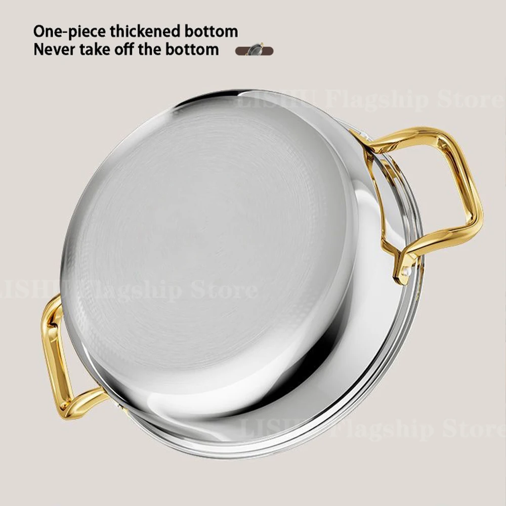Stainless Steel Soup Pot Wok Non-stick Honeycomb with lid 28cm/30cm Home Hot Pot Induction Cooker Gas Stove Universal Frying Pan