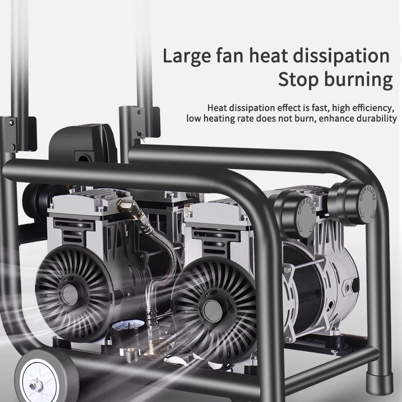 

B-Q480X High Pressure Air Compressor Cart Type Electric Silent Oil-Free Double Air Pressure Pump Multifunction Pneumatic Tools