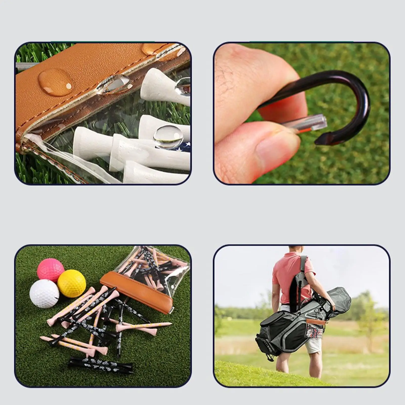 Bag For Golf Tees Self-Closing Transparent Golfer Supply Pouch Golf Tee Storage Bags For Beginners Golfers Amateur Players