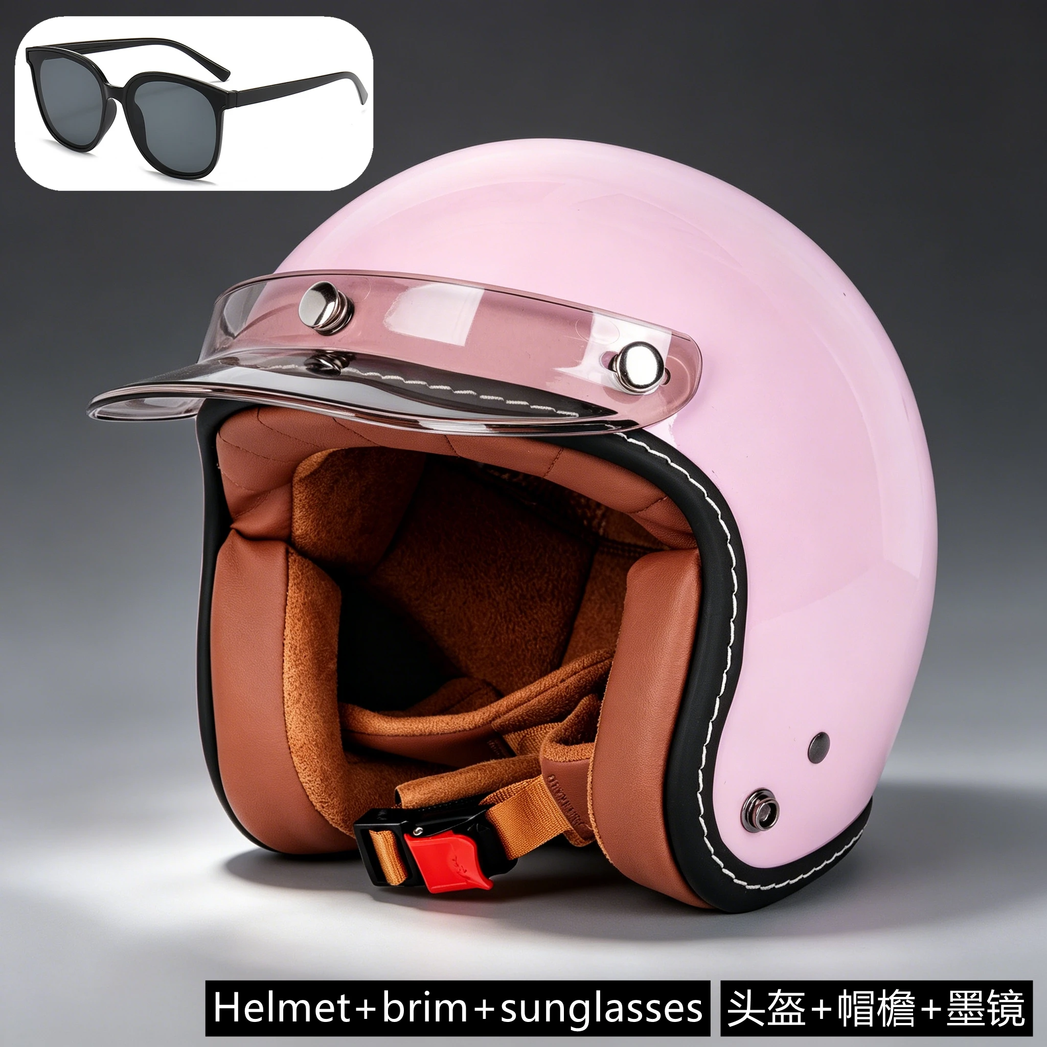 Retro 3/4 motorcycle helmet for men and women portable breathable motorcycle helmet lucky digital helmet 3C certification.