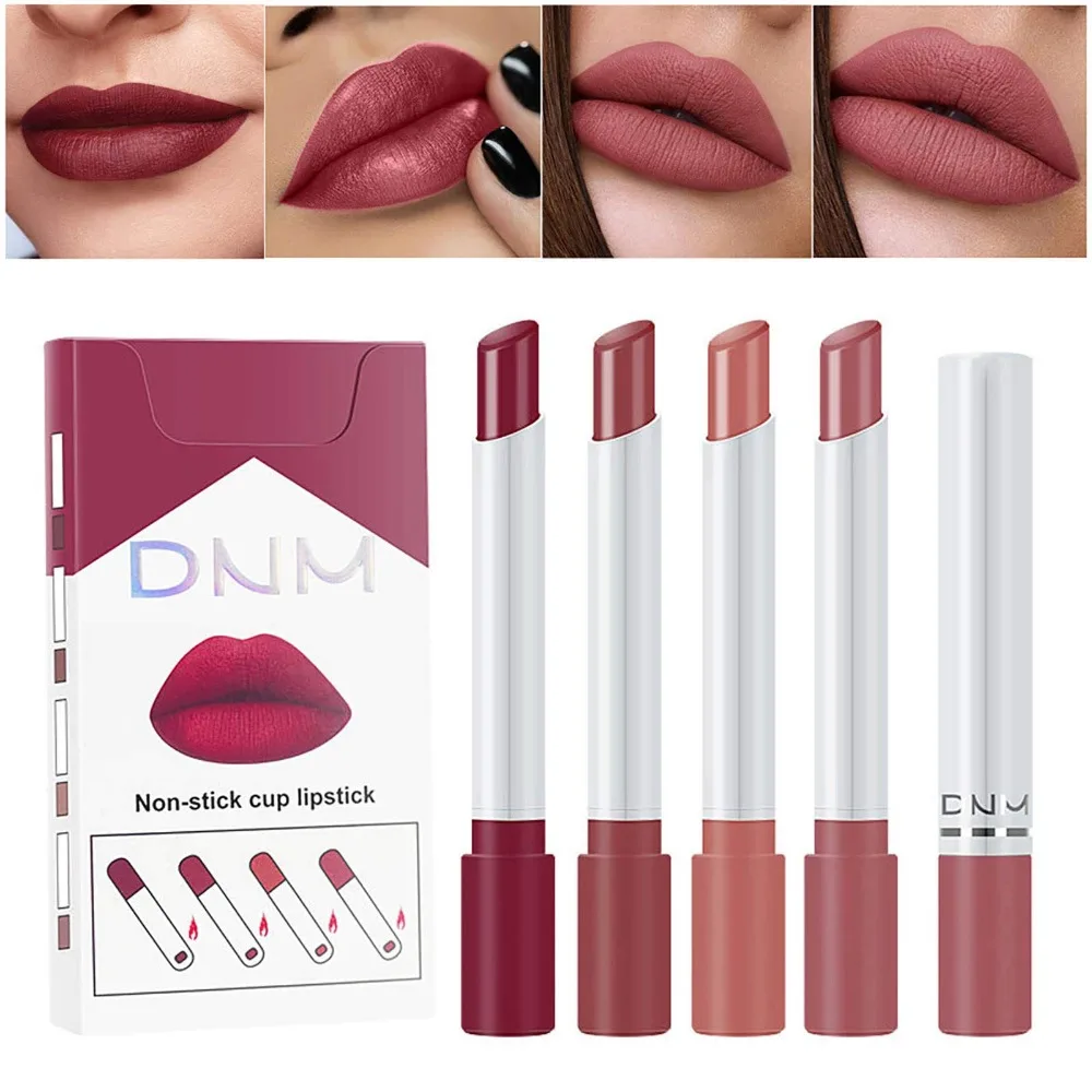 4 ชิ้น/เซ็ตอุณหภูมิสีเปลี่ยนลิปสติก Non-Stick CUP Long Lasting Lip GLOSS Creme Shimmer Glitter แต่งหน้า Velvet Lip GLOSS